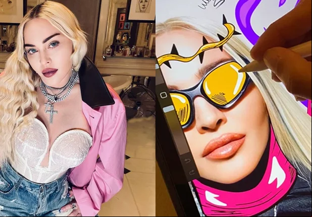 Madonna e a ilustração do artista brasileiro Welker Maciel