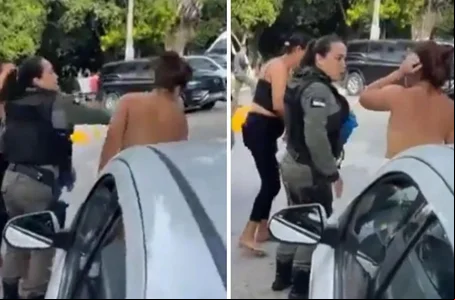Mulher acusada de agredir filha leva tapa de PM
