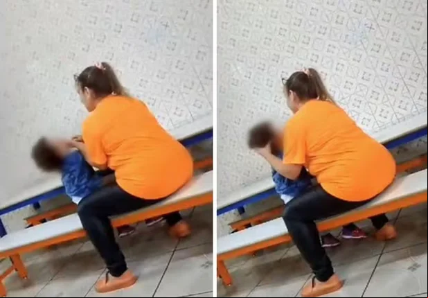 A mulher que aparece no vídeo é dona da Escola de Educação Infantil Alegria de Saber