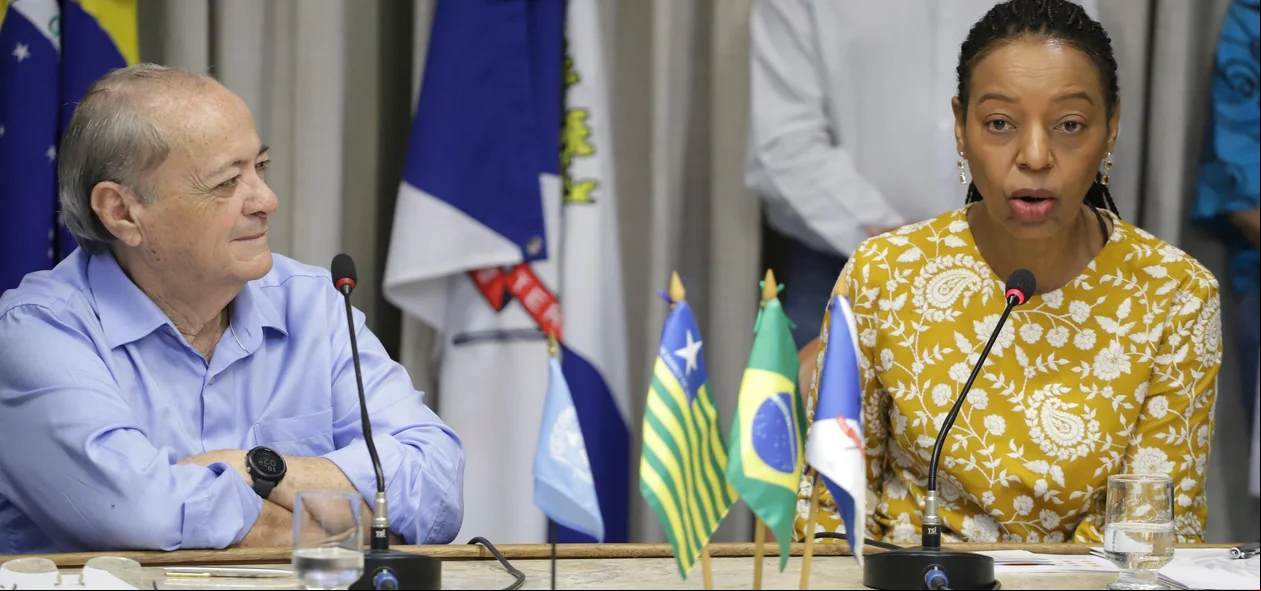 Prefeito Sílvio Mendes e Florbela Fernande, da ONU