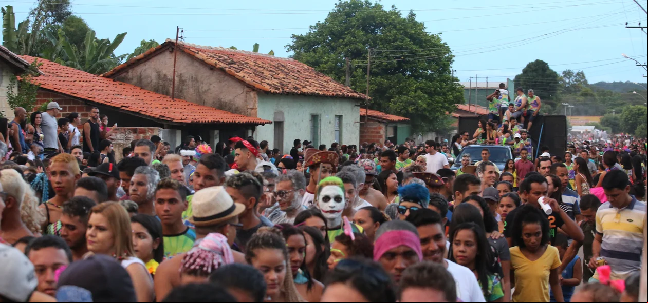 Foliões se divertindo pelas ruas de Altos